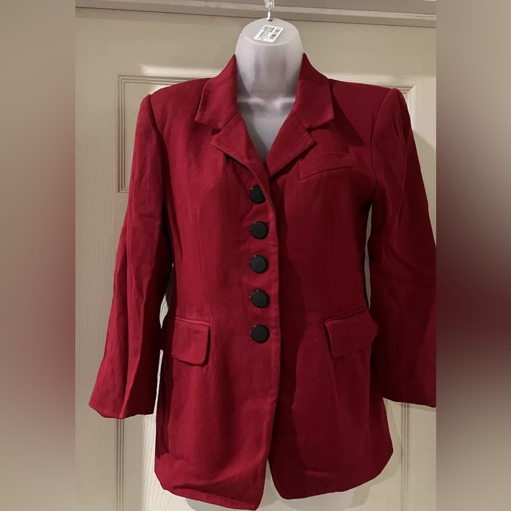 EUC VTG HUGO BUSCATI Red Long Sleeve 5 Button Blazer Women’s Sz 4 Made In USA